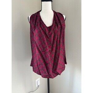 La Mer Luxe Sleeveless Chelsea Top Sz M Cannes Crimson Black NWT